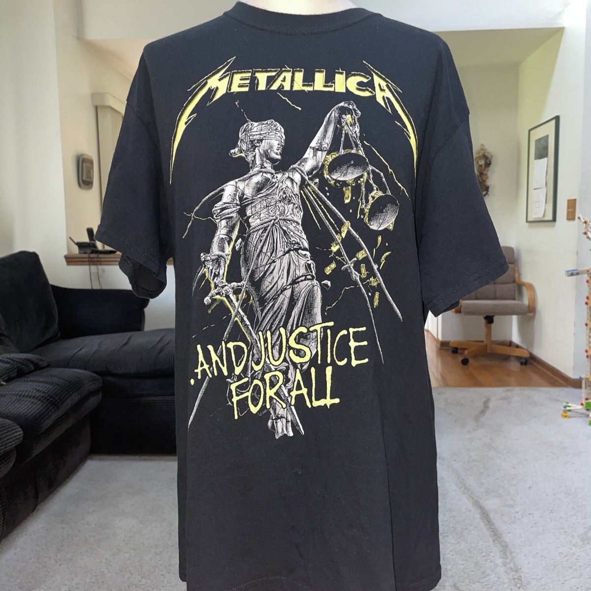 Metallica And Justice For All Double Sided Black T Shirt Size