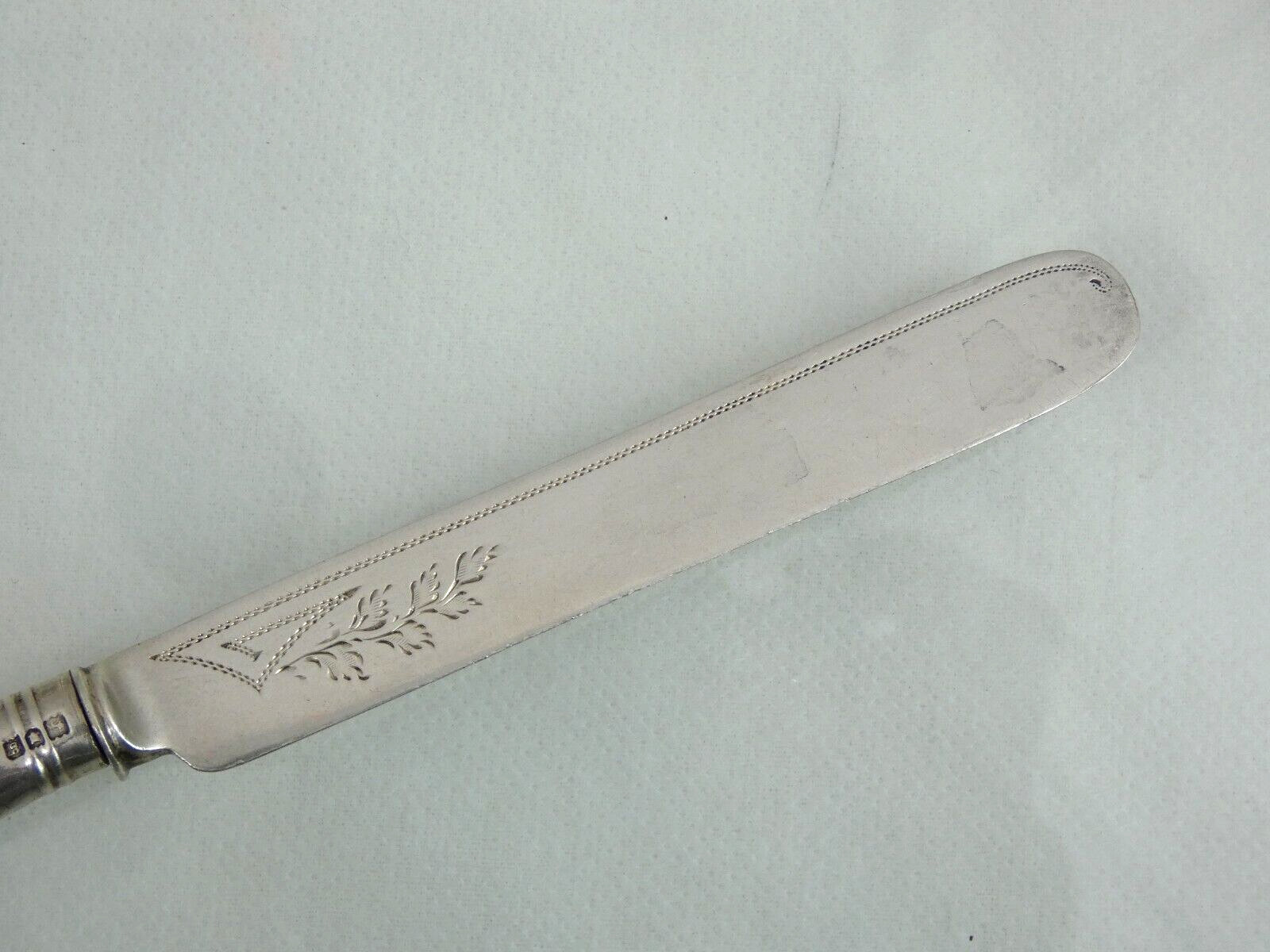 ENGLISH STERLING SILVER DESSERT SET: FRUIT KNIFE FORK SPOON Original Fitted Case