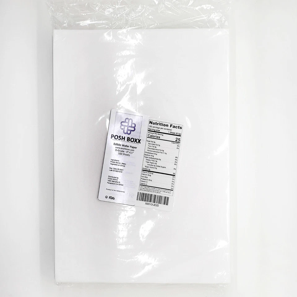 100 piezas PAPEL ARROZ OBLEA diseñado para impresión comestible con impresoras de tinta comestible Foto 4 de 4