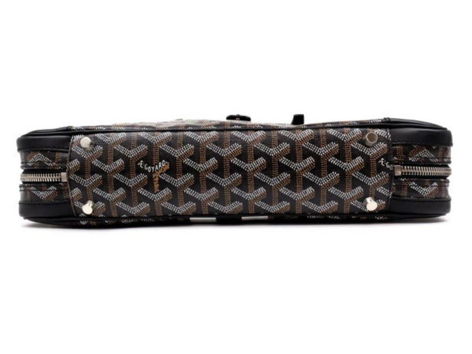 Goyard Black Chevron Goyardine Diplomat Briefcase Attache Bag 857928