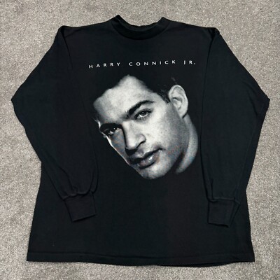 Harry Connick Jr. Shirt Men XL Black Vintage 90s Music Long Sleeve