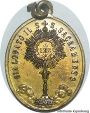 Q7189 Medal Papal Vatican Mater Decor Carmeli IHS Sia Lodato Sacremento 1800's