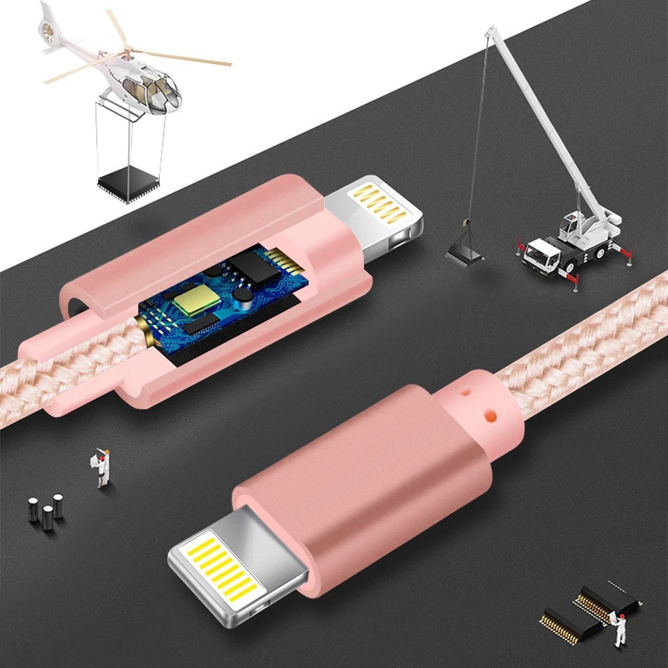 Heavy Duty Braided 8Pin USB Charger Cable Cord For iPhone 13 12 7 8 XR 6s Xs Max - image 3 of 4