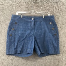 Isaac Mizrahi New York Sailor Shorts Womens 10 Blue Cotton Mid Rise Zip Casual