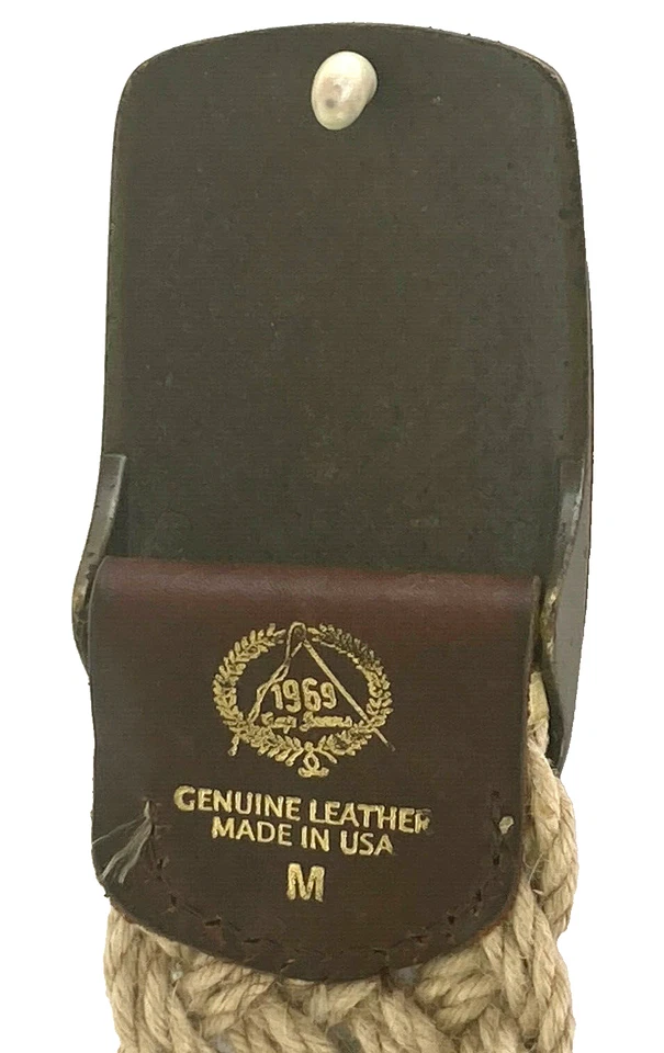 Cinturón Trenzado con Cuero Pesado Marrón Hebilla Sólida Hueco De Colección Años 70 Para Mujer Talla M Foto 2 de 4