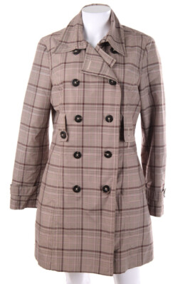 MEXX Trenchcoat Karo kariert D 40 taupe brown