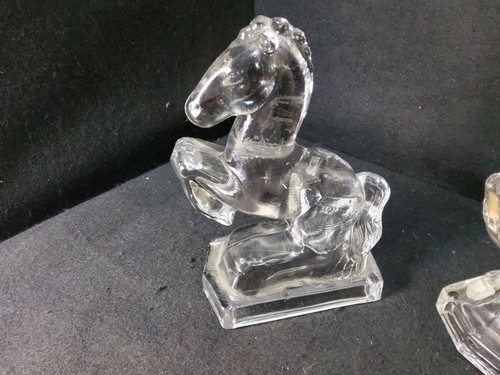 Vintage Crystal Glass set of 2 Rearing Horse Bookends Collectible - Picture 3 of 12