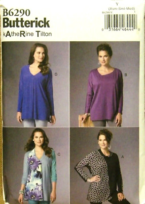 BUTTERICK PATTERN 6290 PULLOVER TOPS  MISSES SIZES XSMALL SMALL MEDIUM UNCUT