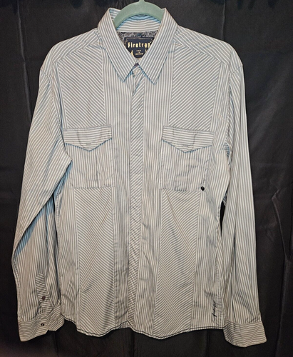 Firetrap Shirt Large Stitched Logo Floral Inside Neck Unique Buttons