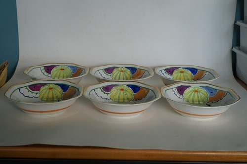 Grays Pottery - ART DECO Gloria Lustre - Set of 6 Dess. Bowls - Pat. 4742 c.1925 - Picture 3 of 8