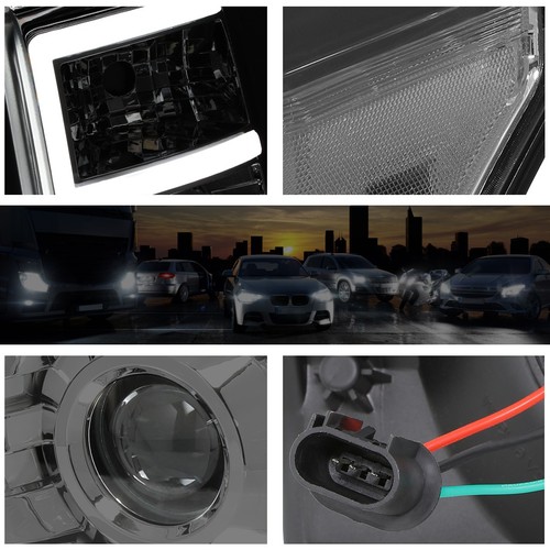 For 11-16 Ford Super Duty 3D E-Shape LED DRL Projector Headlights Smoked/Clear - Picture 4 of 7