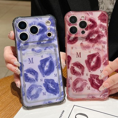 Hülle für iPhone 17 16 Pro Max 17E 15 14 13 11 Red Lip Kartenfach Klare TPU-Case