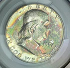Rainbow Toned 1952 Franklin Half Dollar PCGS MS65 Silver 50c Coin Great Color!