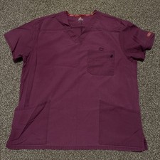 Dickies Men s Scrub Top Size XL Burgundy V-Neck Medical Uniform Shirt