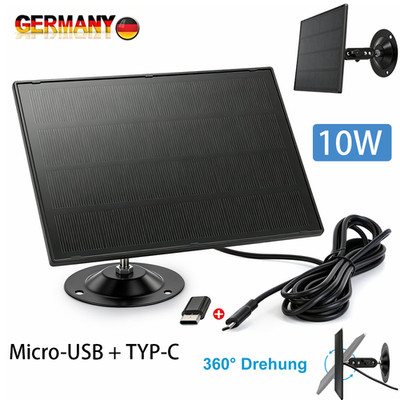 10W Solarpanel Ladegerät mit Ladekabel für kabellose Überwachungskamera Außen 3M
