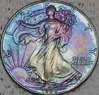 1988 American Silver Eagle 1 oz .999 Fine Silver ASE Uncirculated rainbow toned