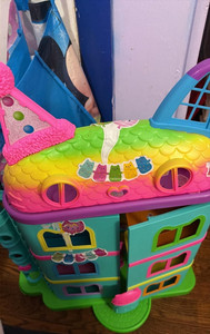 2-Story Multicolor Plastic Dollhouse 1:12 Scale, Modern Painted, 2 Rooms