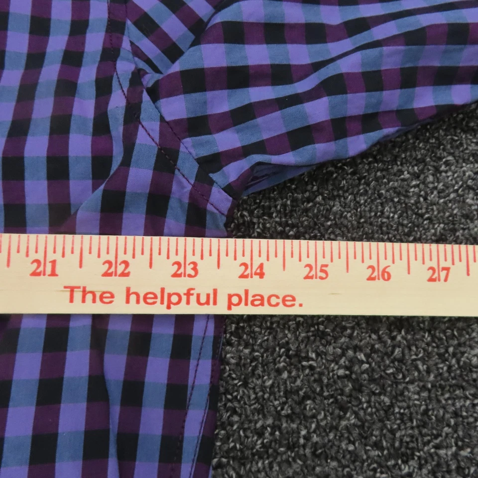 Camisa Kenneth Cole Reaction Para Hombres 2XL Púrpura Negra Guinga Super Calce Ajustado Cuadros Foto 3 de 4