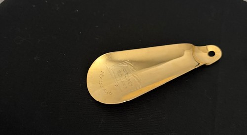 Vintage Crosby Square 24K Gold Plated Shoehorn 4" Pocket Travel Shoe Horn