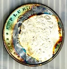 1887-P  Morgan Dollar Ch / Gem BU Vibrant Rainbow Toned Old Collection