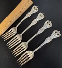 FOUR ANTIQUE TOWLE OLD COLONY (1894) STERLING SILVER DESSERT/SALAD  FORKS