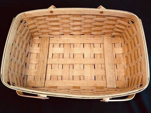 Vintage 1991 LONGABERGER Doll Cradle Woven Basket With Fabric Lace Liner 2500LO - Picture 10 of 20