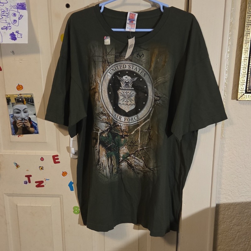 United States AIR FORCE Realtree Camo Tshirt Mens Size XL Bayside Made in USA