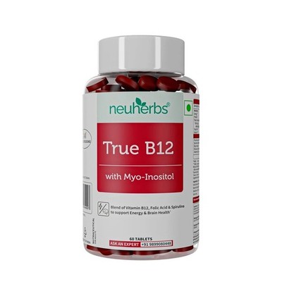 True B12 Supplement With Myo-Inositol, Punarnava& Spirulina| Boost Energy, Brain