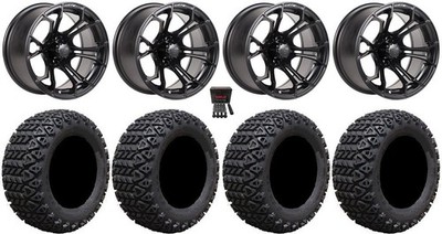 GTW Spyder 12'' Golf Cart Wheels Black 23'' X-Trail Tires E-Z-GO & Club Car