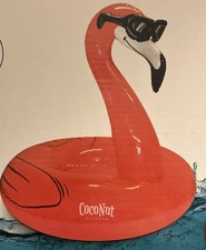 Coconut Outdoor Pink Flamingo with Shades Glitter Pool Float Large 52x48” NEW