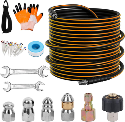 #ad 100FT Sewer Jetter Kit for Pressure Washer 5800PSI Drain Cleaner Hose 1 4 Inch $99.06