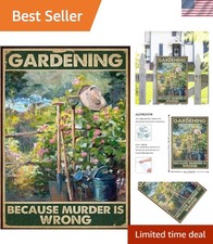 Vintage Aluminum Sign: 'Gardening Because Murder Is Wrong' for Unique Home Style