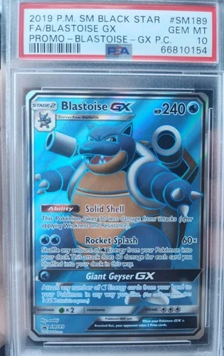 2019 POKEMON SM BLACK STAR PROMO #SM189 FULL ART BLASTOISE GX PSA 10 GEM MINT