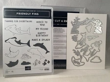 FRIENDLY FINS Stamp Set & Dies Stampin Up Shark Birthday Splash Thanks 2508