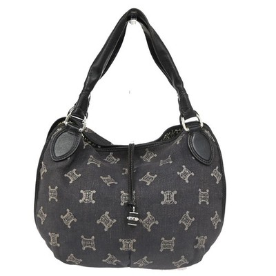 CELINE Logo Bittersweet Macadam Shoulder Bag Denim Leather BN BK SHW 87KC749