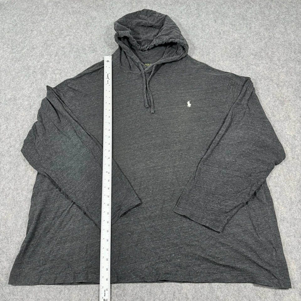 Polo Ralph Lauren Small White Pony Jersey Hooded T-Shirt Men's Sz 3XB Dark Gray - Image 4 of 4