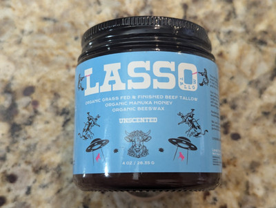 Lasso Beef Tallow Organic Manuka Honey Beeswax Unscented 4 oz