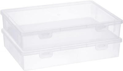 Clear Plastic Storage Box with Flap Lid, Multipurpose Craft Organizers and Stora