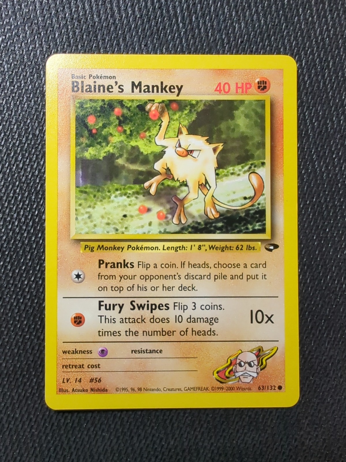 Pokémon TCG Blaine's Mankey Gym Challenge 63 Regular Unlimited Common NM
