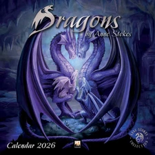 Flame Tree Publishing,  Dragons Stokes 2026 Wall Calendar, 12'' X 12'', 12-Month