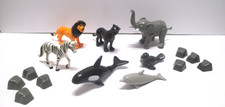 VINTAGE LOT OF ZOO ANIMALS ELEPHANT ZEBRA LION DOLPHIN WHALE MORE 2 BIN LG2