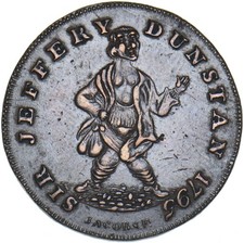 1795 Sir Jeffery Dunstan Copper Farthing Token - Middlesex D&H 1056 - Nice