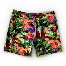 SAXX Swim Trunks Betawave 2N1 Boardie 17 Size 34 Tropical Leaf Print 7  Inseam