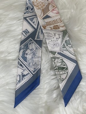 Hermes Le Philatéliste du Faubourg Twilly Bleu Moyen / Blanc / Rose BNWT