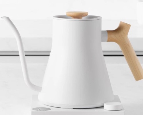Fellow Stagg EKG Pro Electric Pour-Over Kettle, Matte White with Maple Handle