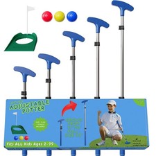 Go For It Golf Kids Putter - Extendable Shaft for Junior 17"-35", Blue