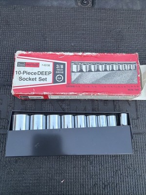 10pc Sears Craftsman USA SAE Deep 6pt Socket Set 3/8  Drive 43156 NOS Flank Drve