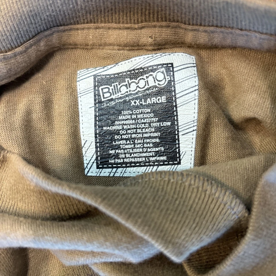 Billabong винтажный вдохновил графический футболка, Мужская xxl - хаки зеленый сделано в Мексике - Изображение 2 из 4
