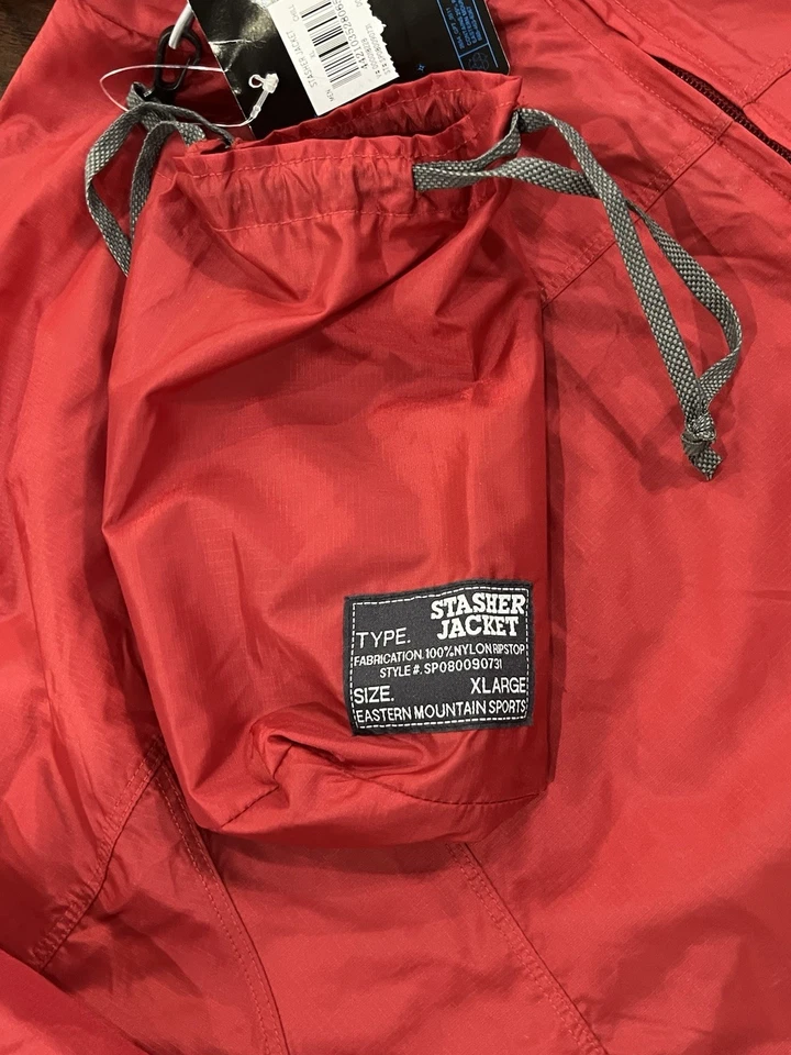 Eastern Mountain Sports EMS Stasher Jacket Mens XL Red Rain Wind Gorpcore NWT - Image 3 of 3