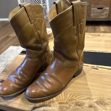 Justin Boots Brown Leather Roper Cowboy Boots Womens 5.5 C L3884 For Restore